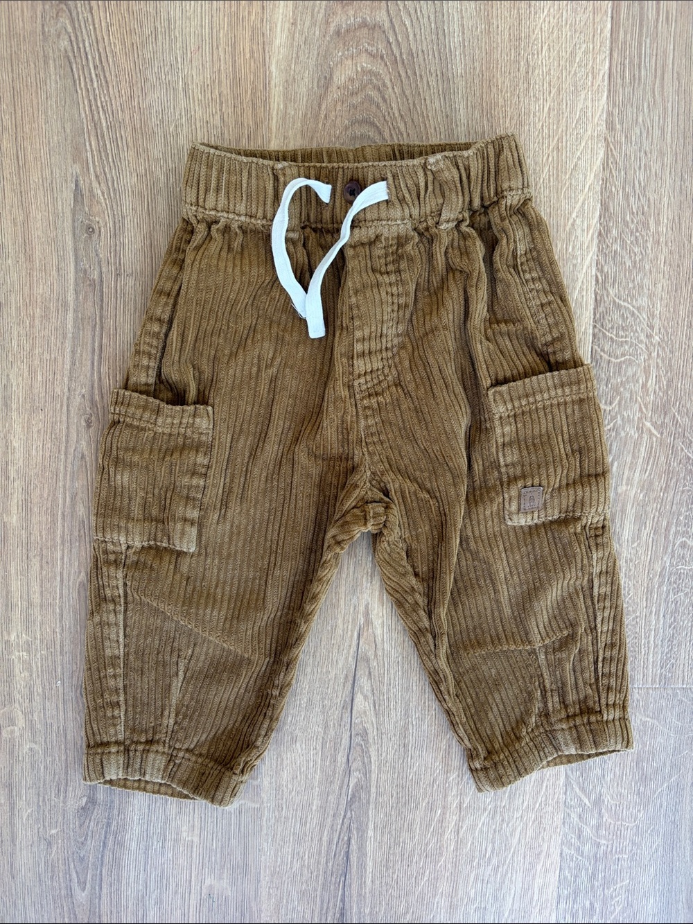 Kids Corduroy Jogger Pants in Brown with Drawstring